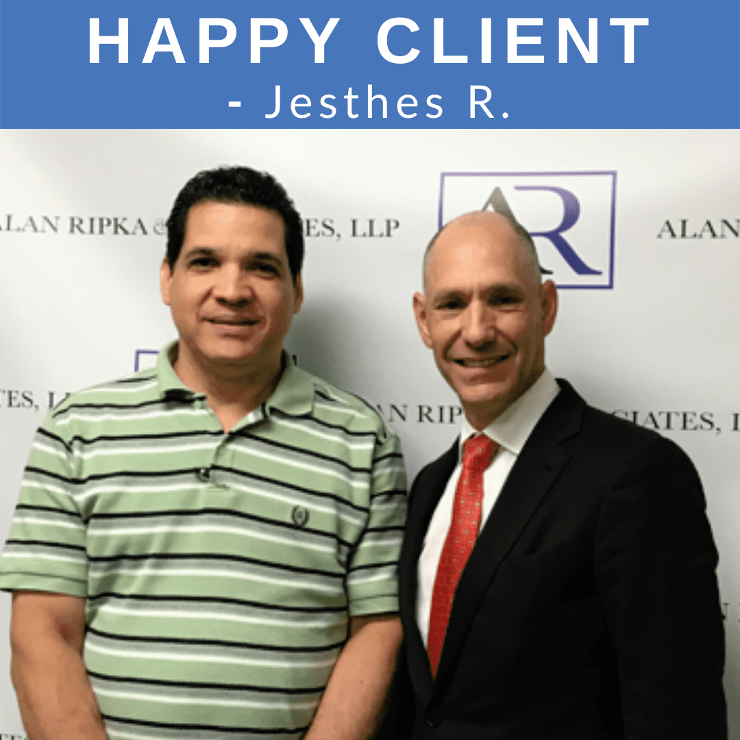 Happy Client gets settlement check from Alan Ripka & Associates